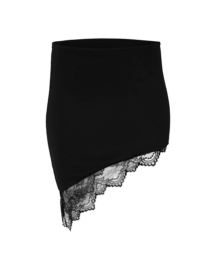 Zwarte crop top met onregelmatige minirok