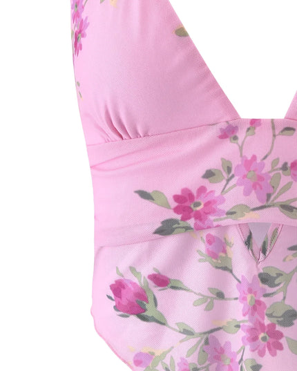 Roze bloementop met minirok
