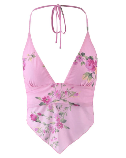 Roze bloementop met minirok