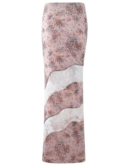 Mouwloze roze top met bloemenprint en maxi-rok