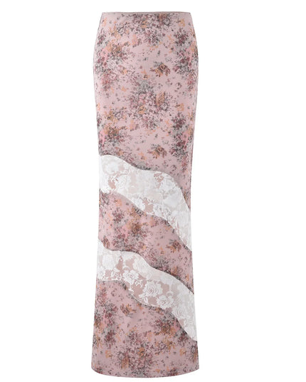 Mouwloze roze top met bloemenprint en maxi-rok