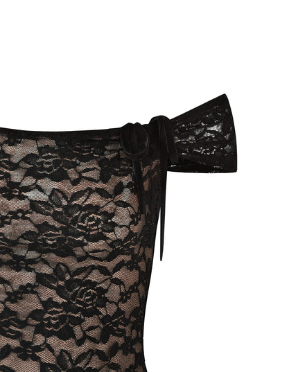 Off-shoulder top met bloementextuur