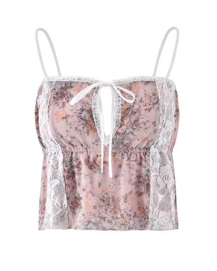 Mouwloze roze top met bloemenprint en maxi-rok
