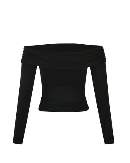 Stijlvolle top met off-shoulder patroon en uitsparing aan de achterkant