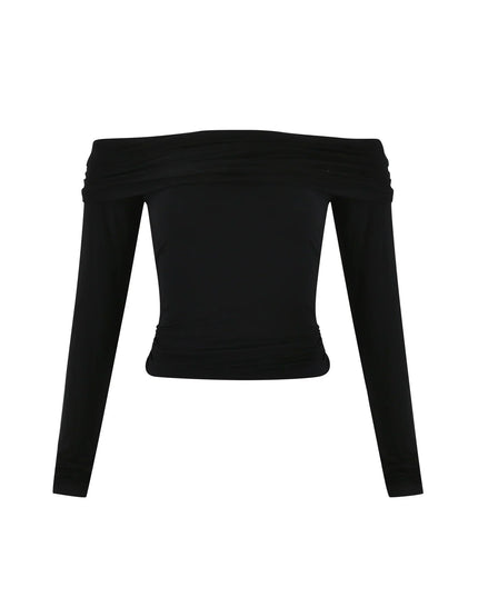 Stijlvolle top met off-shoulder patroon en uitsparing aan de achterkant