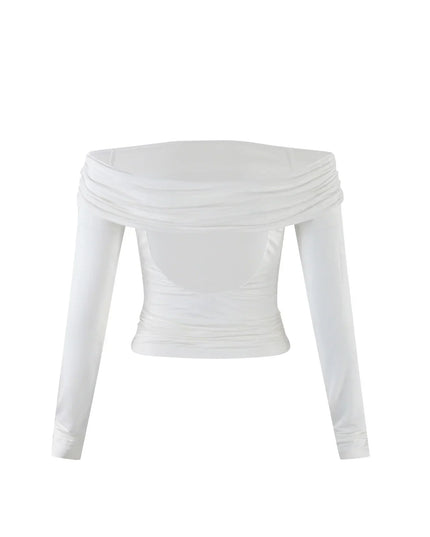 Stijlvolle top met off-shoulder patroon en uitsparing aan de achterkant