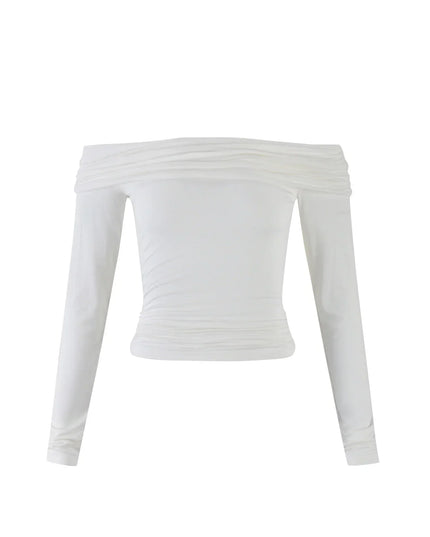 Stijlvolle top met off-shoulder patroon en uitsparing aan de achterkant