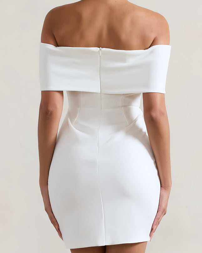 Witte minijurk Rosalina met strikdetail