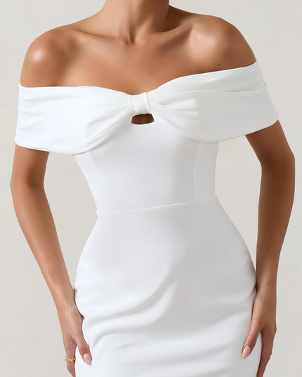 Witte minijurk Rosalina met strikdetail