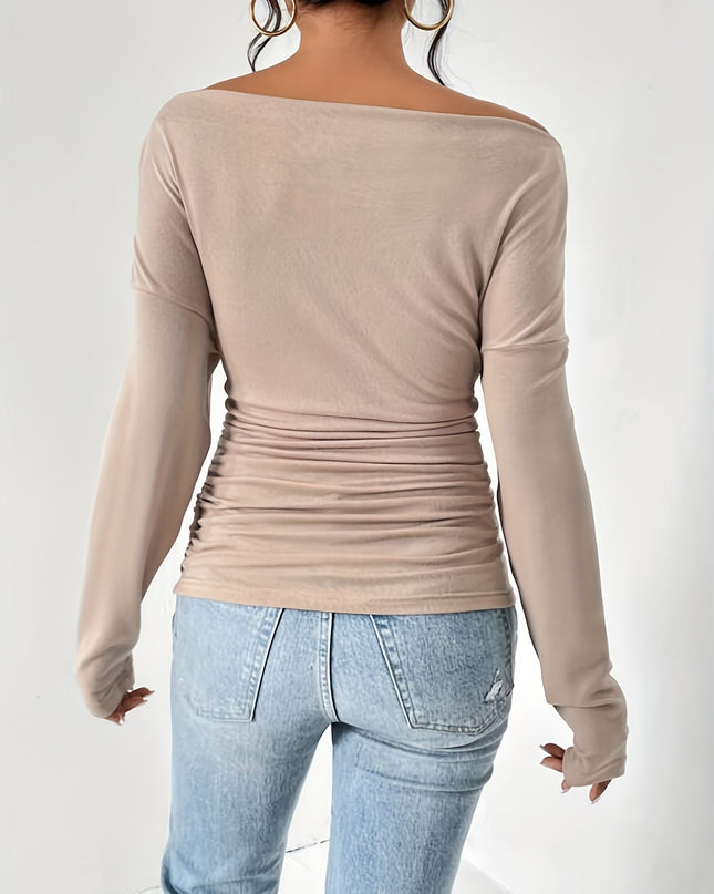 T-shirt met asymmetrische halslijn