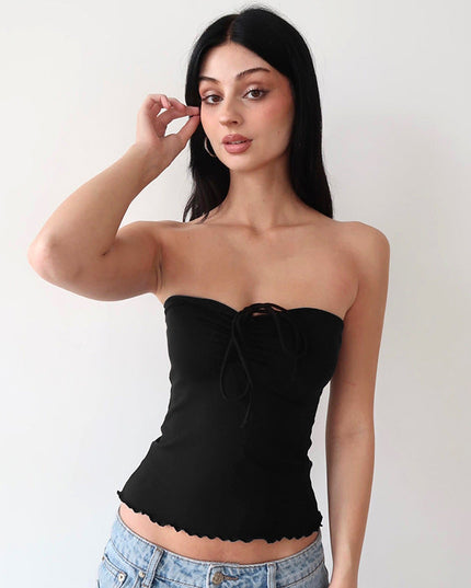 Slanke top met kanten detail
