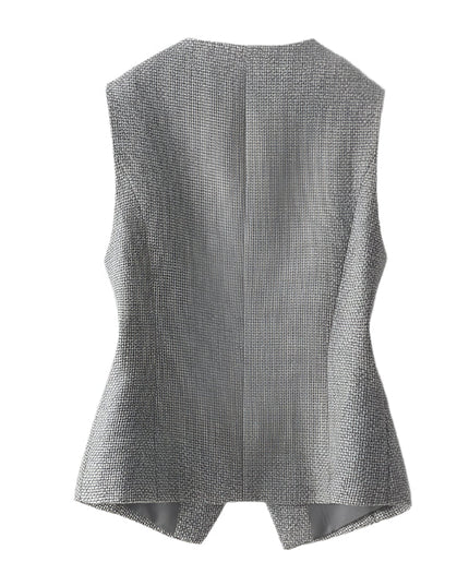Elegant zwart-wit gebloemd vest