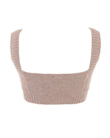 Gebreid zacht vestje met bralette en legging