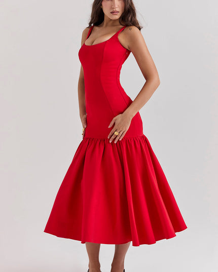 Midi-jurk met verlaagde taille