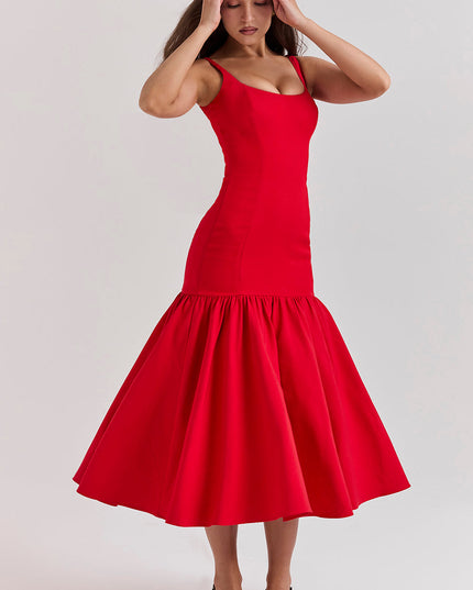 Midi-jurk met verlaagde taille