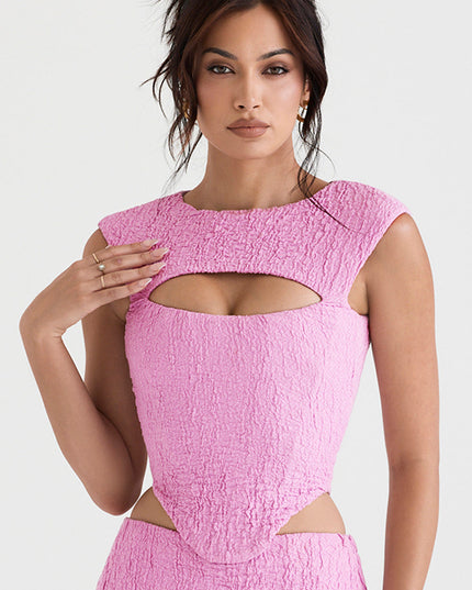 Roze uitsparing korset met minirok