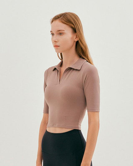 Cropped yogatop met V-hals