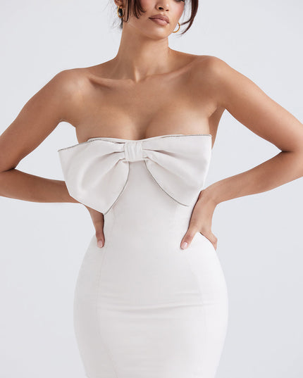 Strapless mini-jurk met elegante strik