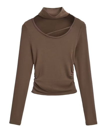 Elegante top met lange mouwen en halsdetail