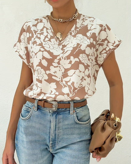Bloemenshirt met V-hals