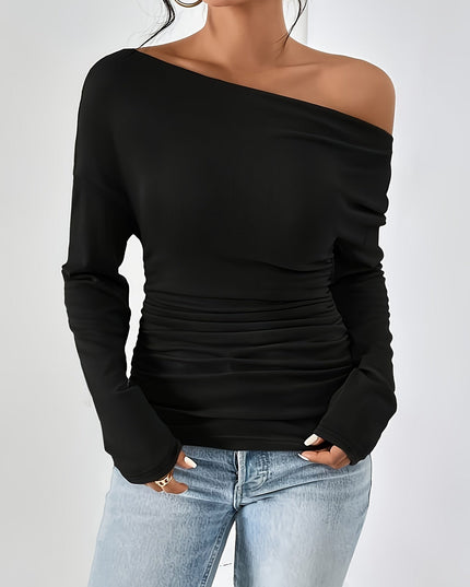 T-shirt met asymmetrische halslijn
