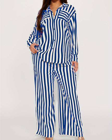 Gestreept shirt met lange mouwen en wijde broek