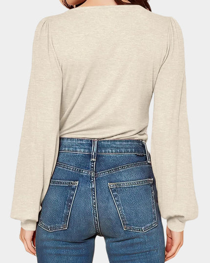 V-hals casual top met lange mouwen