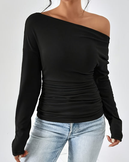 T-shirt met asymmetrische halslijn