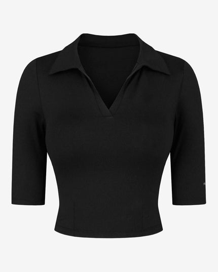 Cropped yogatop met V-hals