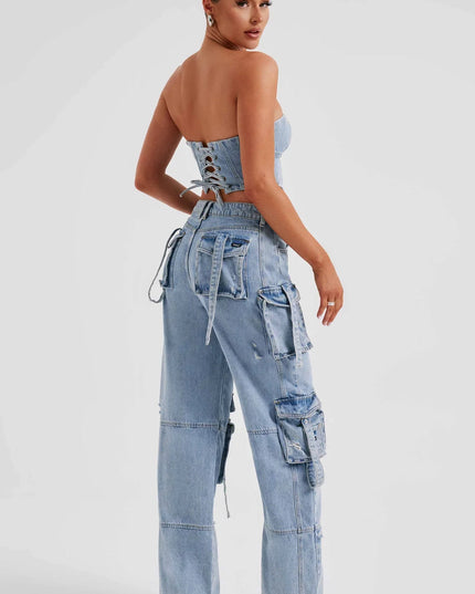 Denim korset en cargobroek