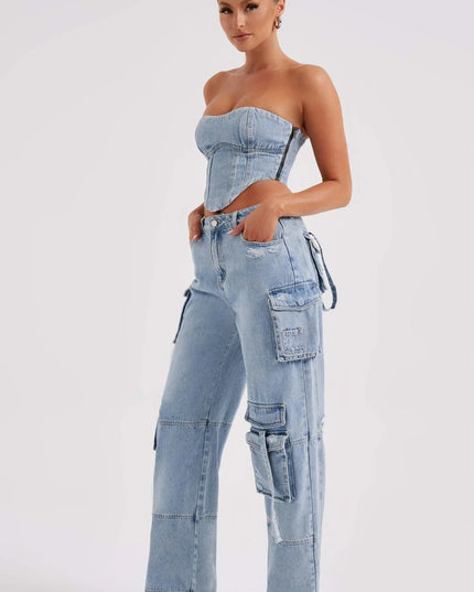 Denim korset en cargobroek
