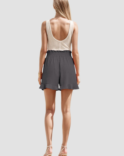 Hoge taille shorts met kant