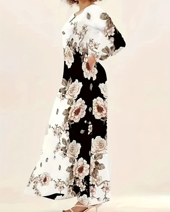 Elegante lange jurk met bloemenprint