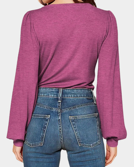 V-hals casual top met lange mouwen