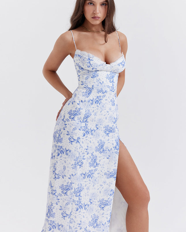 Print korset midi zomerjurk