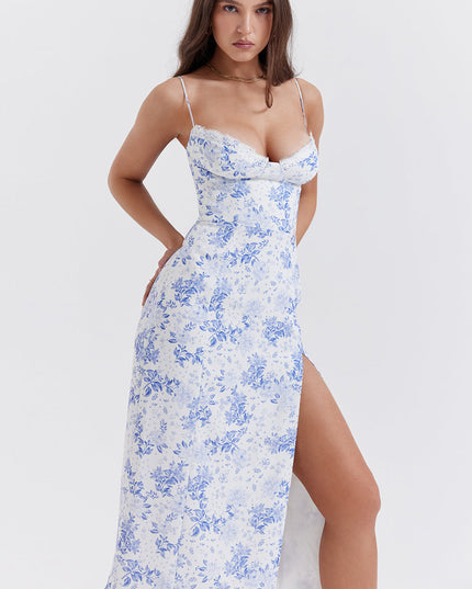 Korset lange zomerjurk met print