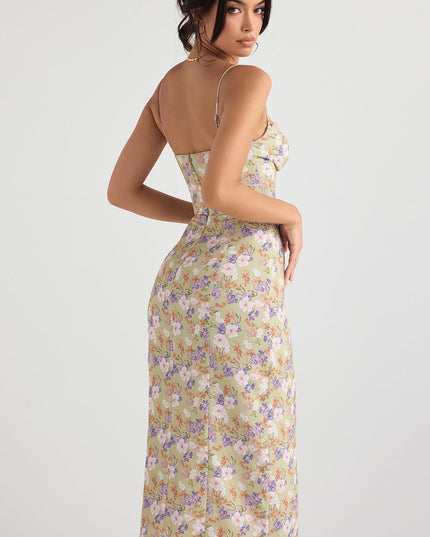 Korset lange zomerjurk met print