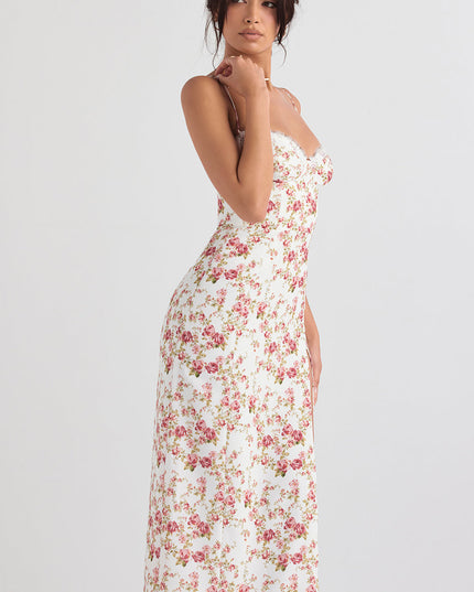 Korset lange zomerjurk met print