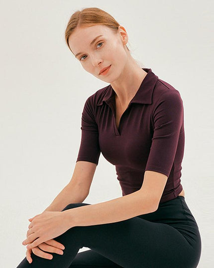 Cropped yogatop met V-hals
