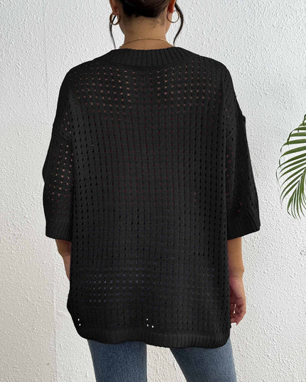 Hol geweven V-hals blouse