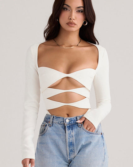 Wit elegant bodysuit met uitsparing