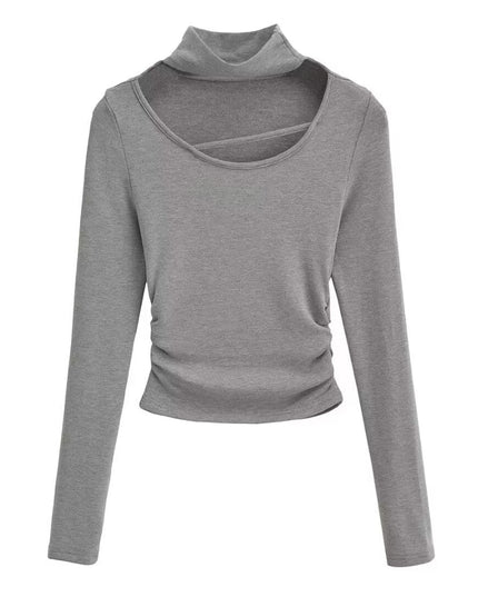 Elegante top met lange mouwen en halsdetail