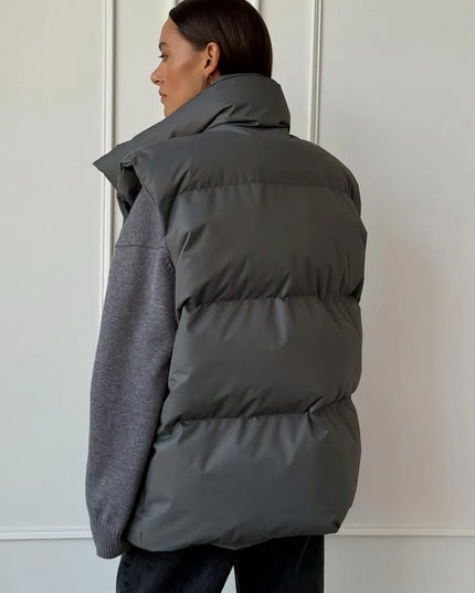 Gewatteerd, middellang katoenen vest