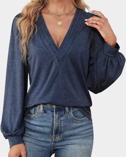 V-hals casual top met lange mouwen