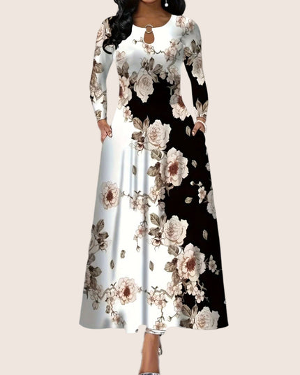 Elegante lange jurk met bloemenprint