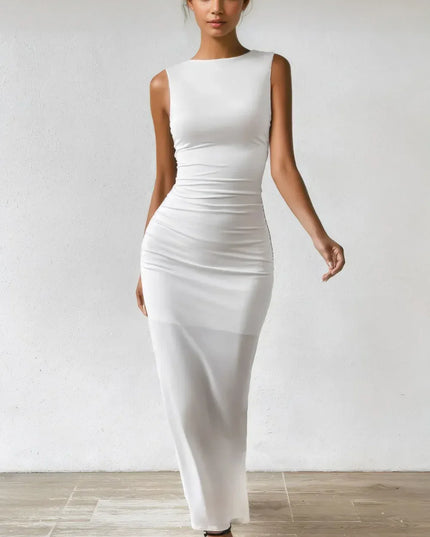 Leia mouwloze witte maxi-jurk