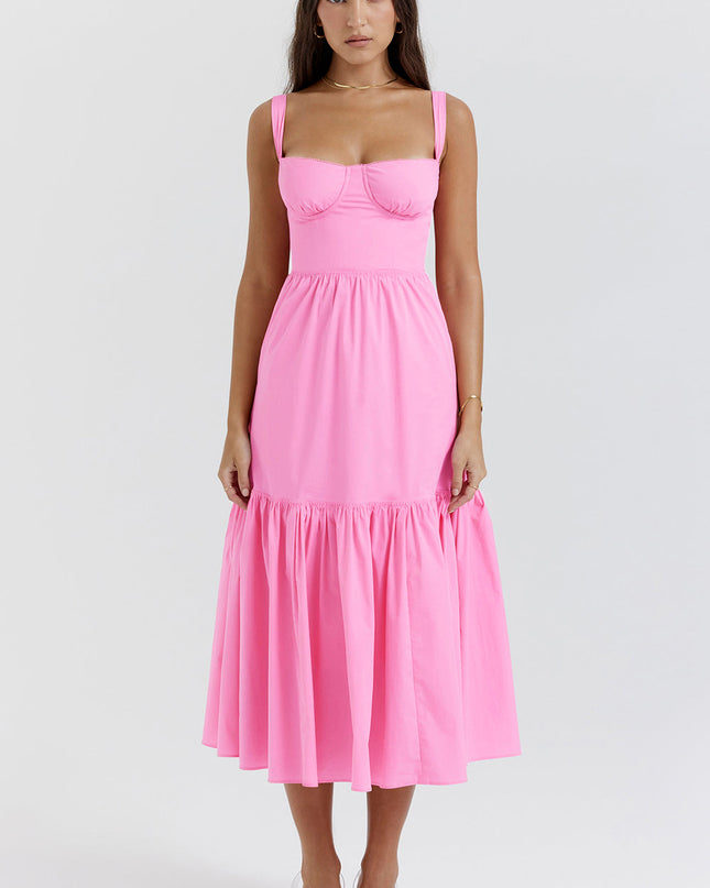 Roze Franse roze mini-zomerjurk