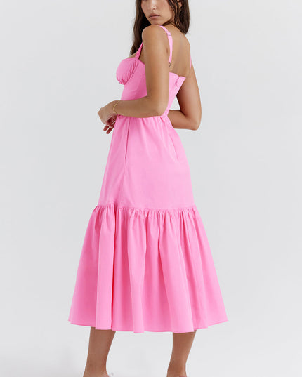 Roze Franse roze mini-zomerjurk