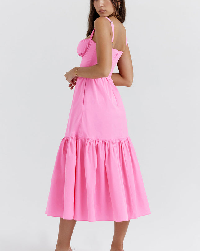 Roze Franse roze mini-zomerjurk