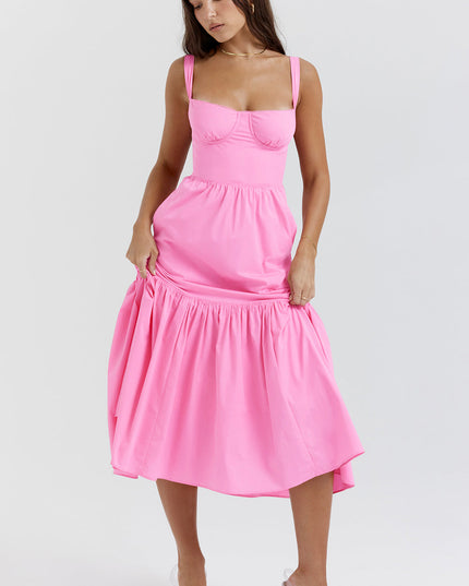 Roze Franse roze mini-zomerjurk